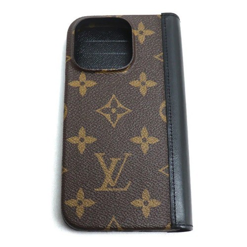 LOUIS VUITTON Monogram iPhone 16Pro Case Monogram Canvas Brown Black W/B Auth - 第 3/6 張圖片
