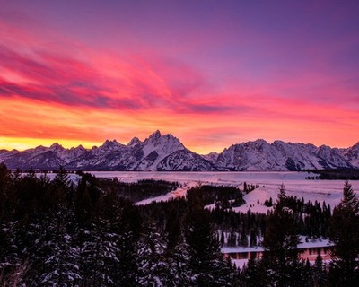 Sunset Snake River Overlook Photo Print   Grand Teton Scenic Wall Art