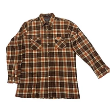 VTG Men’s Wool Flannel Plaid Shirt Button Down XLT Brown Christopher Hart Tall