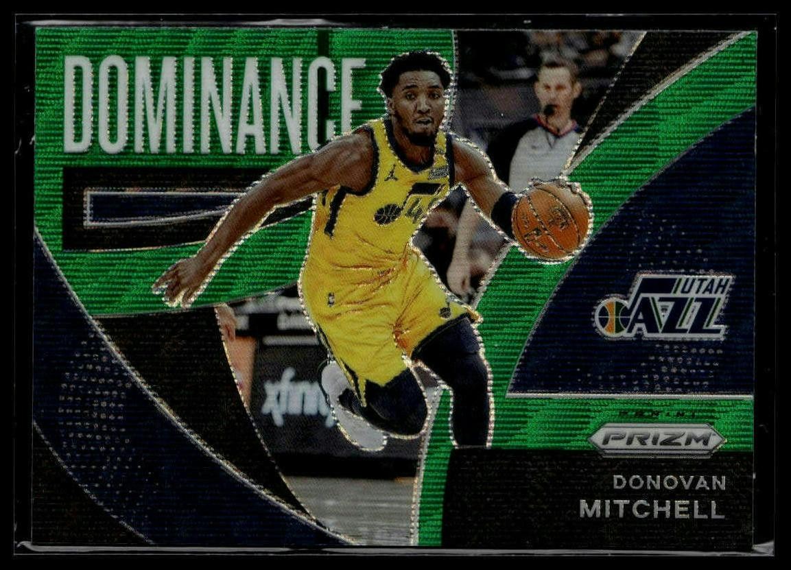 2021-22 Panini Prizm #11 Donovan Mitchell Dominance Prizms Green Wave