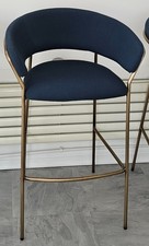 Pedrali Jazz 3718 Bar Stools - Navy / Antique Brass - Set of 3