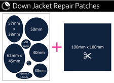 Navy Blue x9 self adhesive repair patches - Down jacket / gilet coat 3000+ sold