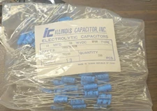 Lot of 200 Illinois Capacitor Inc. Electrolytic Capacitors 10µF 50V Axial – New