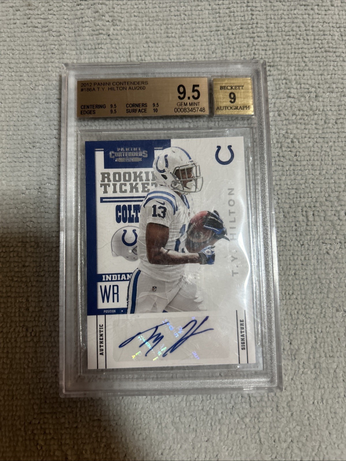 T.Y. Hilton 2012 Contenders Auto Autograph RC Rookie Colts #186 9.5
