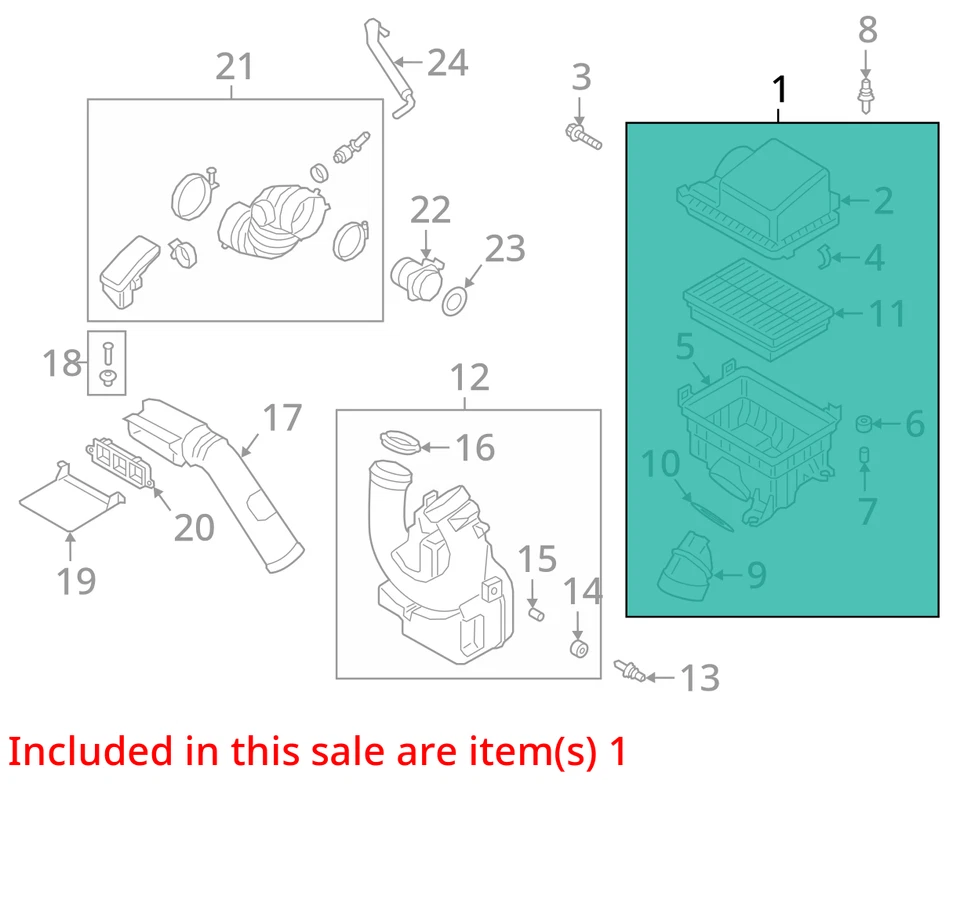 Limpador de ar motor KIA FORTE caixa 2.0L 28110M6050 2019 2024 59K fabricante de equipamento original - Imagem 3 de 4
