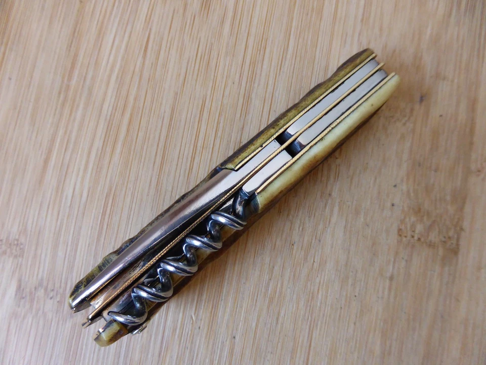 Couteau vintage inox type BARGEON 6 pièces Bois de Cerf Thiers FRANCE - Photo 4/4