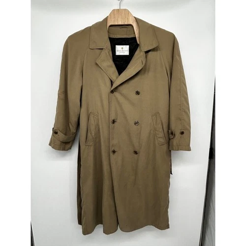 Bill Blass Menswear Khaki Tan Double Breasted Trench Coat with Belt Mens image 10