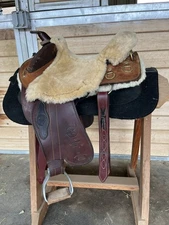 Southern Cross Poley Saddle W/ Horn Complete Set W/ Custom Sheepskin Cover & Pad