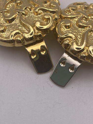 Vintage Signed Bluette Made in France Round Gold Tone Shoe Clips Classic - Picture 6 of 7