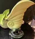 Hull Pottery Vtg 1951 Nautilus Shell Cornucopia Vase #102 Green Gradation