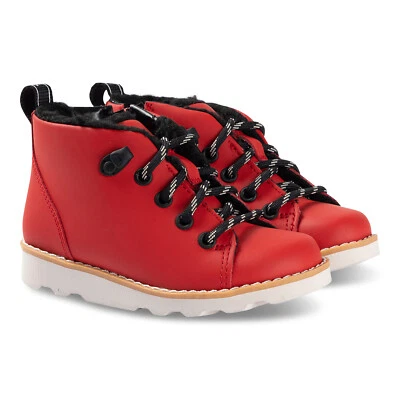 New Clarks Toddler CROWN TOR Red Leather Boots G Fitting