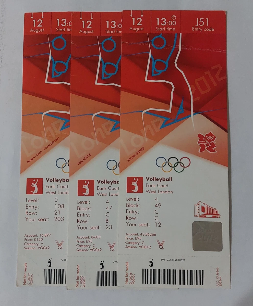 【7点】2012ロンドン五輪バレー観戦チケット＆ガイド・マップ等(名入れ消去有) London 2012 Event Olympics Tickets for sale | eBay