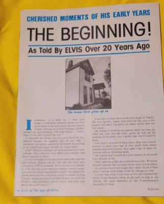 VINTAGE VERY RARE Elvis Presley ''Beginning As told by Elvis Over 20 years ago''