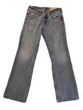 Hollister Jeans Light Wash Button Fly Classic Straight Distressed Size 30x32