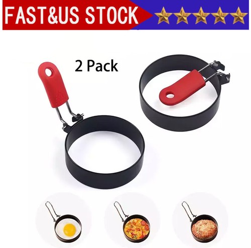 2-Piece Non-Stick Egg Shaper & Pancake Mold Ring Set -Cooking Tool Breakfast Aid - Picture 2 of 9