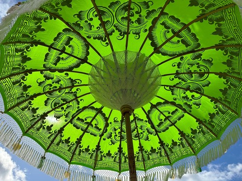 LARGE FRINGE UMBRELLA, Umbrella Parasol, Wedding Umbrella, Bali Umbrella, - Afbeelding 1 van 16