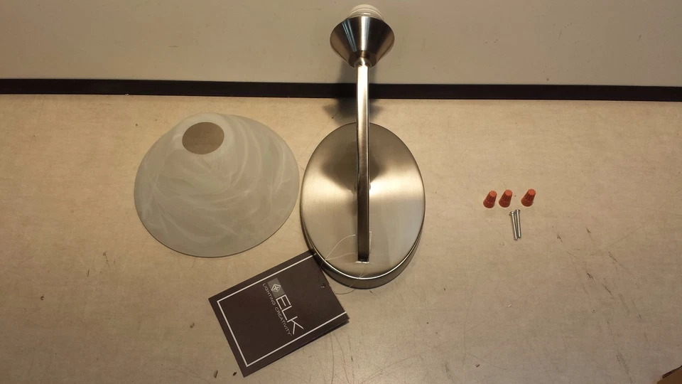 Elk Elysburg 1 light Wall Sconce in Satin Nickel and White Glass Satin Nickel - Image 2 of 4