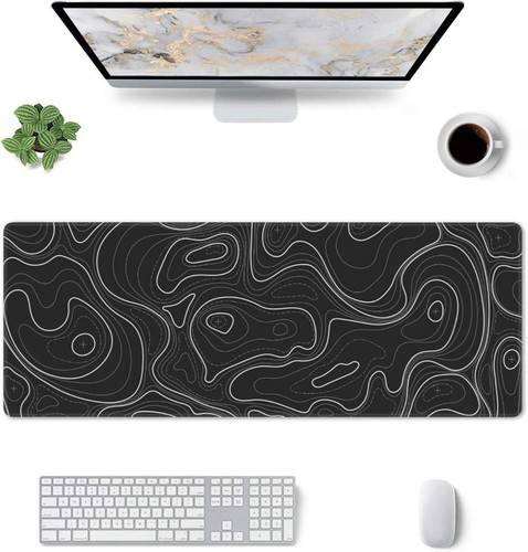 Large Gaming Mouse Pad Black Topographic Contour Mouse Pad Extended XL Long M... - Picture 9 of 9