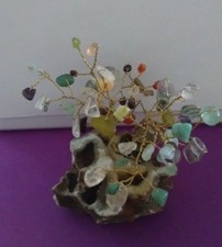Money Tree made with gem stones and Rock base. Unique gift