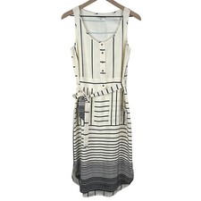 Madewell Broadway & Broome 100% Silk Striped Belted Sleeveless Dress Size 2