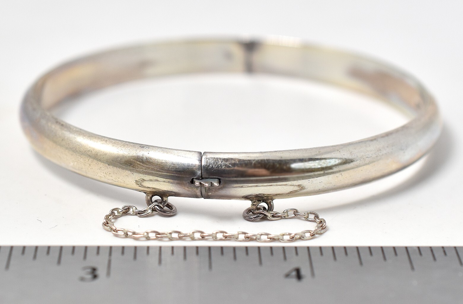 Solid Sterling Silver Hinged Bangle Bracelet 925 - image 3