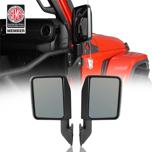 fit Hooke Road Jeep Tubular Door Square Side Rear View Mirrors Half Door Mounted
