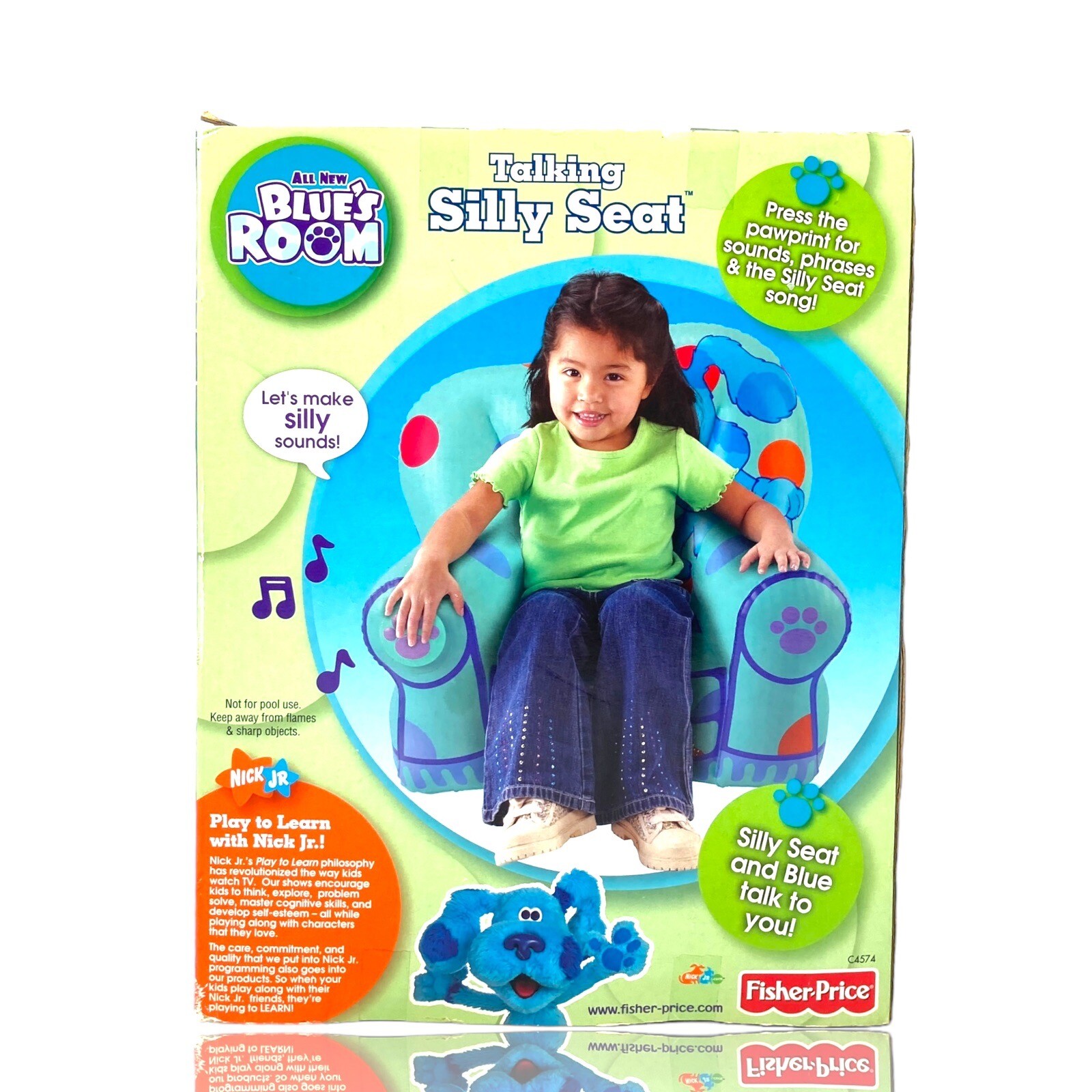Fisher Price Blues Clues Talking Silly Seat Inflatable Chair Vintage Sealed 2003