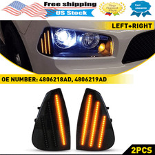 Full Led Front Smoked Corner Turn Signal Side Marker Light For 2006-2010 Charger