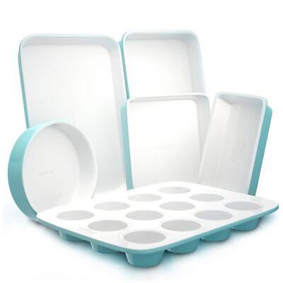 NutriChef 6-Piece Baking Pan Set, Premium Carbon Steel Bakeware with Durable ...