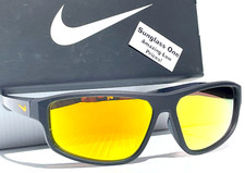 NEW NIKE BRAZEN FUEL Black Obsidian Frame Orange Mirror Lens Sunglass DJ0803 452