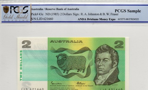 1985 AUSTRALIAN 6 x CONS UNC $2 NOTES BRISBANE ANDA PCGS Sample LJD621656-661 - Picture 9 of 9