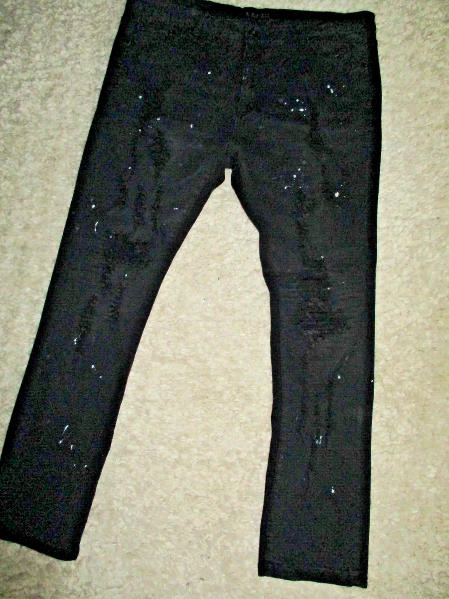 Mens black jeans with shop paint splatter