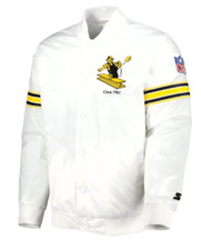 Pittsburgh Steelers Starter Power Forward Throwback Full Snap Satin Jacket-White