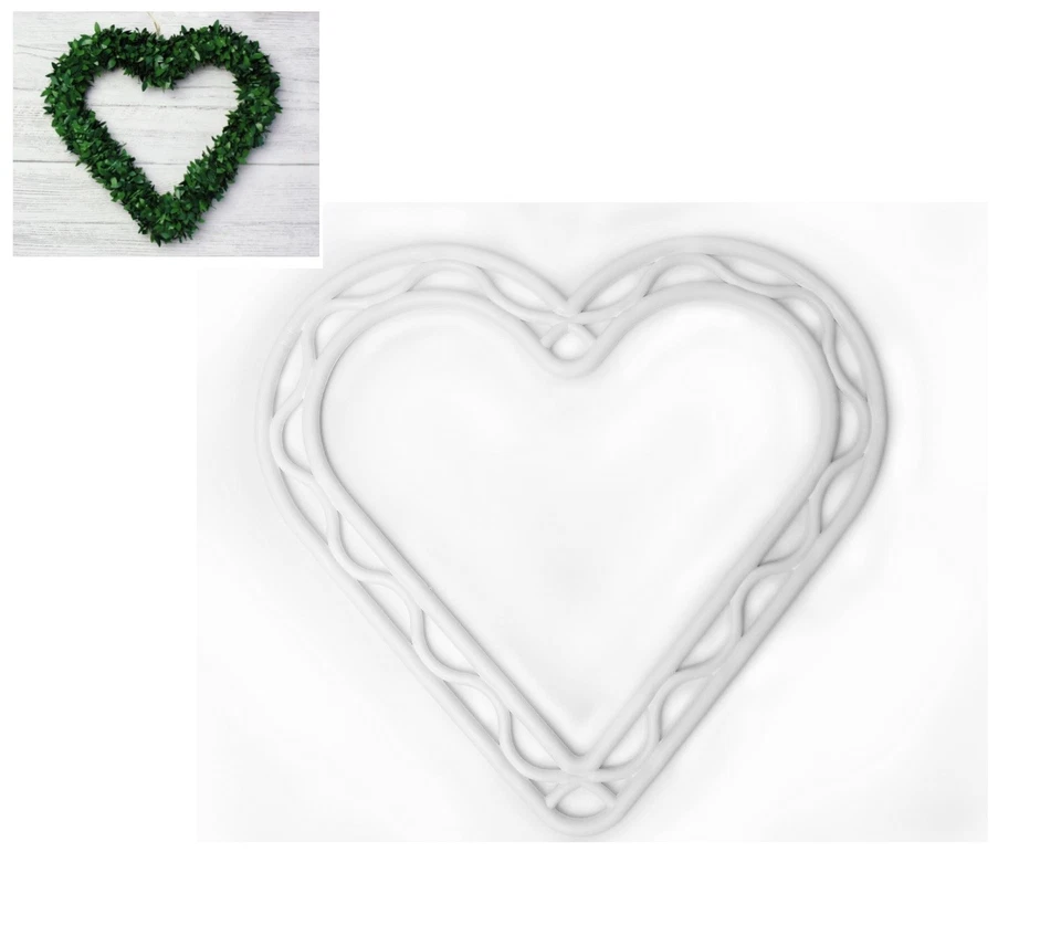 2x Plastic White 8.5" Heart Wreath Hanging Decoration Frame Wedding Flower S7817