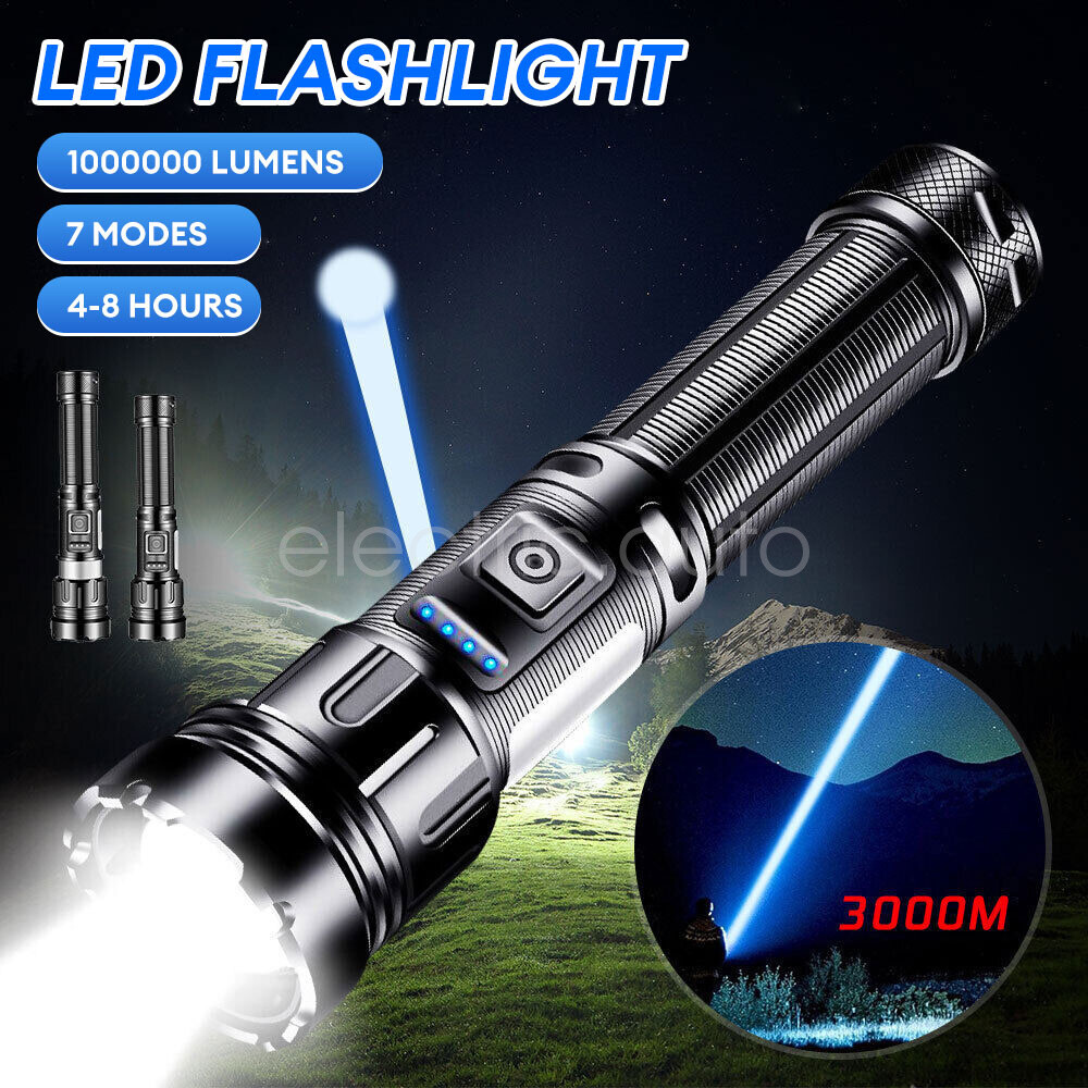 Rechargeable Flashlight 1000000LM High Bright Tactical Flashlight for Camping CN