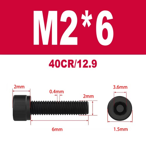 DIN912 12.9 legierter Stahl Zylinderschrauben Innensechskant M1.4-M3 - Bild 33 von 115