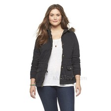Nwt Mossimo Supply Co. Plus Size Hooded Quilted Parka Jacket In Black Xl/tg 14w