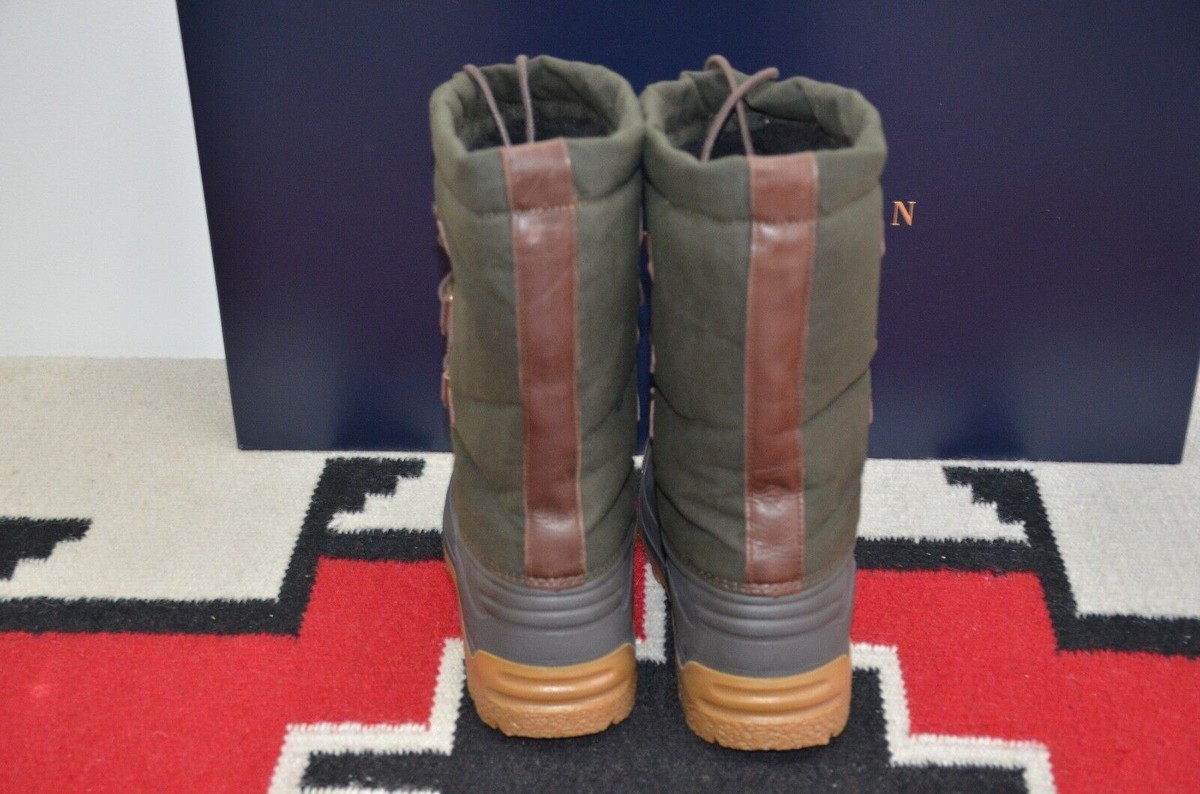 Ralph Lauren Made in Italy Leather Trim Oiled Canvas & Rubber Snow 