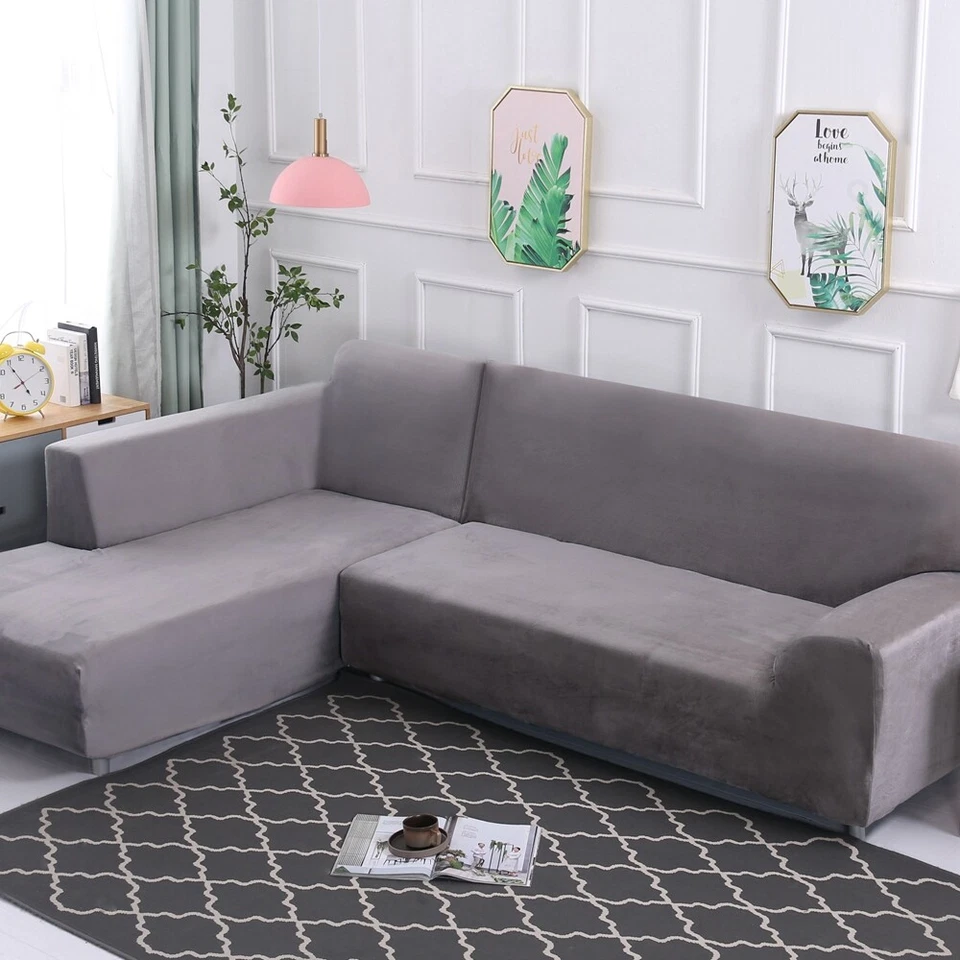 Sofabezug L Form Couch überzug 2er Set Stretch Sofahusse Ecksofa überwurf - Bild 3 von 4
