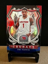 OBI TOPPIN RC RED, WHITE & BLUE CRUSADE #87 PANINI NBA PRIZM DRAFT PICKS 2020/21