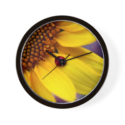 CafePress Ladybugs On Flowers 10'' Wall Clock (590565972)