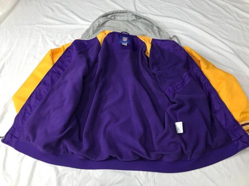 Reebok MINNESOTA VIKINGS Nylon Hooded Fleece Lined JACKET Purple Gold - X Large - Picture 6 of 11