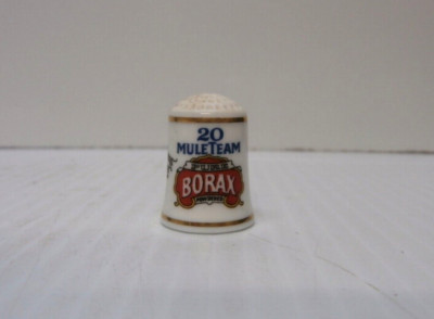 Vintage FP 1980 Borax 20 Mule Team Advertising Thimble Fine Porcelain Souvenir