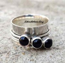 Black Onyx Ring Spinner Ring 925 Silver Ring Handmade Ring Medit All Size