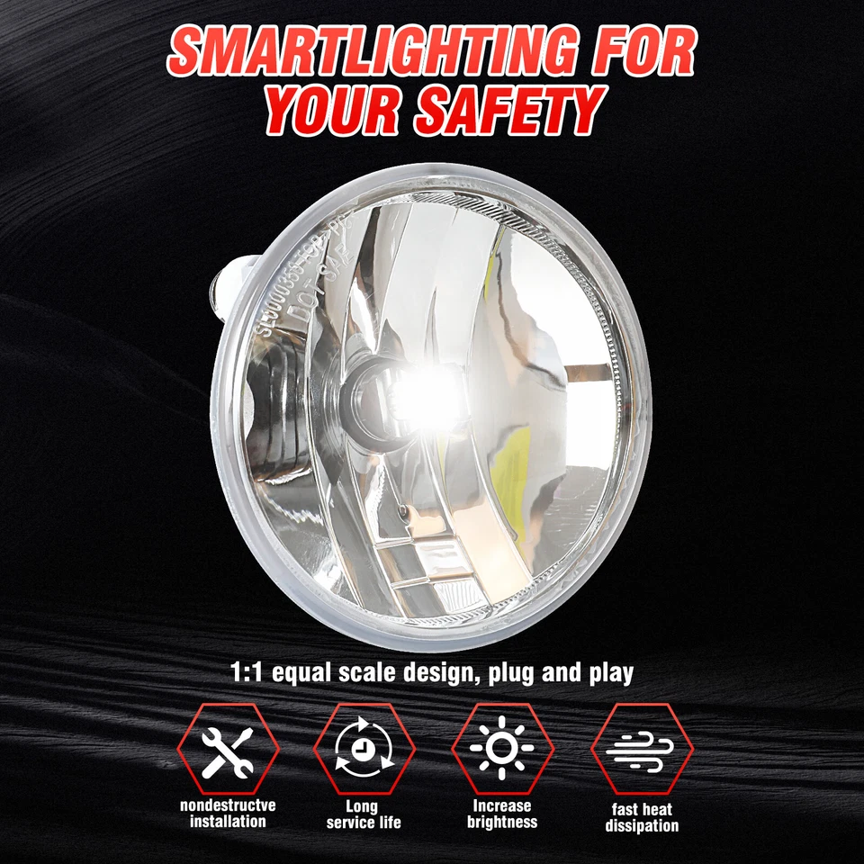 Pair For 2007-2012 GMC Acadia Fog lights Clear Bumper Driving Lamps w/ Bulbs - Image 3 of 4