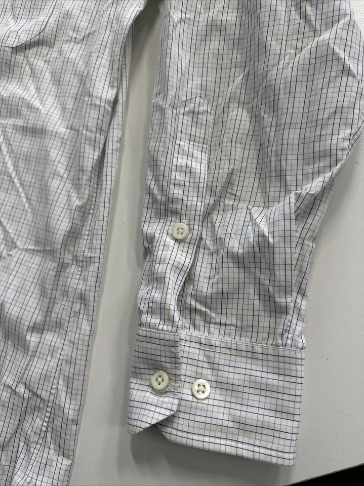 Paul Stuart 15.5-33 Hombres Botón Delantero Manga Larga Vestido Camisa Cuadros Algodón Preow Foto 3 de 4