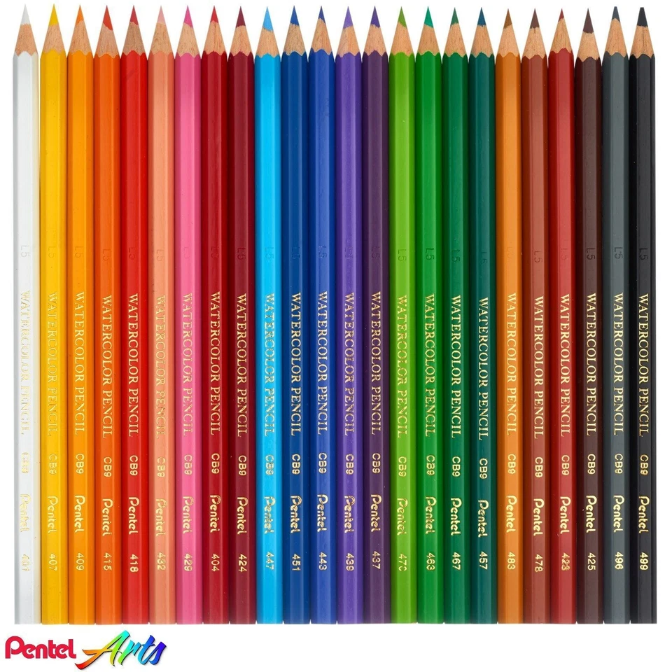 Juego de lápices de acuarela Pentel de 24 colores + pincel de agua bolígrafo para colorear arte escolar Foto 2 de 4