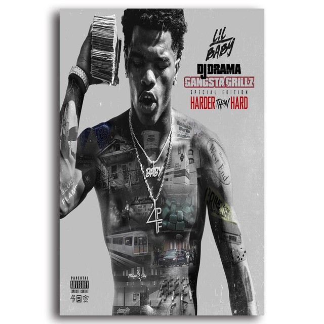 H592 Lil Baby Harder Than Hard Mixtape Hip Hop Album Cover Star Poster
