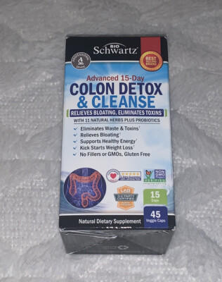 Bio Schwartz ~ Advance 15-Day Colon Detox & Cleanse ~ 45 Caps ~Sealed ~ Exp11/24
