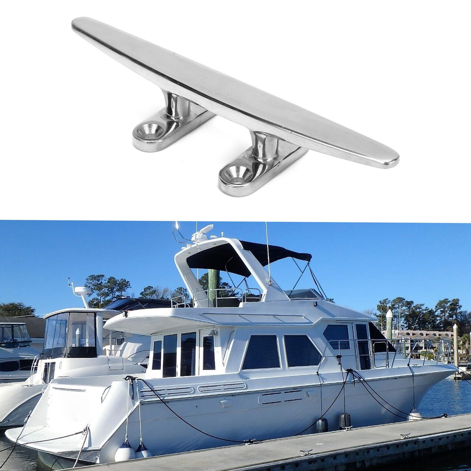 Boat Dock Cleat 8in Deck Rope Cleat Mirror Effect Highly Polished For